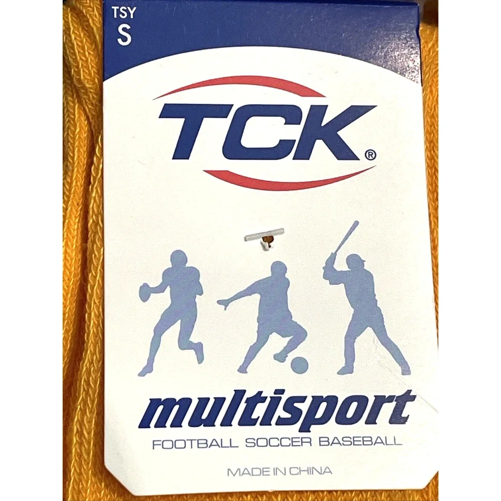 TCK 2 Pairs Multisport Socks Football Soccer Baseball Softball Unisex Gold Small